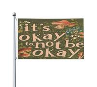 Bannière Champignons Vintage C'Est Ok De Ne Pas Être Ok Œillets En Laiton Dans Drapeau Œillets Métalliques Flag Pour Home Événements Sportifs Patio 3X5Ft