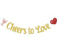 Bannière « Cheers to Love », fournitures de décoration de fête de fiançailles, Till Death Do Us, décorations de fête de mariage, Soon To Be Mr Mrs - Panneau de décoration de fête doré, rouge et or