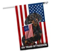 Bannière Chien Américain, 250 Ans De Liberté, Teckel, États-Unis 2 Œillets Bannière Personnalisée Imperméable Bannière Pour Fête Anniversaires Parade 90X150Cm