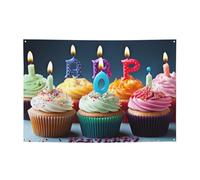 Bannière colorée à suspendre avec inscription « Happy Birthday Cupcakes » pour Halloween, Noël, 120 x 180 cm, toile de fond pour photographie, tapisserie murale pour toile de fond d'anniversaire