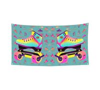 Bannière colorée avec imprimé patins à roulettes, décoration d'intérieur et d'extérieur pour fête, porche, bar, toile de fond festive à suspendre