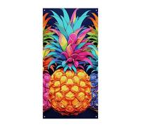 Bannière colorée en forme d'ananas 90 x 180 cm - Bannières de fête saisonnières - Panneau de bienvenue vertical - Décoration de porte à suspendre pour porche, entrée, jardin