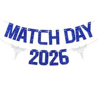 Bannière « Congrats You Matched » pour jour de match 2026, décoration de fête de remise de diplôme, bleu pailleté