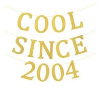 Bannière « Cool Since 2004 », bannière dorée à paillettes « Happy 21st Birthday » pour garçons et filles