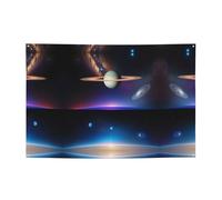 Bannière cosmique Saturne Holiday - Décorations de fête imprimées adaptées pour les fêtes de vacances et les cérémonies - 180,3 x 119,4 cm