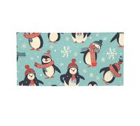 Bannière créative à suspendre au mur - Bannière d'hiver - Noël - Pingouins - Grande bannière de fête - Poster de fête - Toile de fond pour Nouvel An, remise de diplôme, mariage, fête d'anniversaire