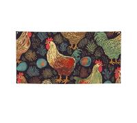 Bannière créative à suspendre au mur - Bannière imprimée poule - Grande bannière de fête - Toile de fond pour Nouvel An, remise de diplôme, mariage, fête d'anniversaire, photographie - Petite taille