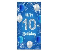 Bannière d'anniversaire 10e anniversaire - Décoration d'anniversaire - 10 ans - 10 bannières de fond bleu pour 10 fêtes - Décoration d'anniversaire - 10 hommes et femmes (bleu1)