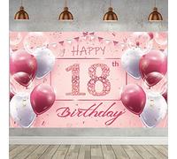 Bannière d'anniversaire 18 ans Rose, Bannière d'anniversaire 18, 18e anniversaire Femmes, Bannière d'arrière-plan d'anniversaire 18 ans, Bannière d'anniversaire 18 ans pour la décoration de fête 18