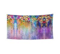 Bannière d'anniversaire abstraite violette pleurante, bannière de fond de vacances (90 cm x 180 cm), adaptée pour la décoration de cour, tissu mural exquis de rideau.