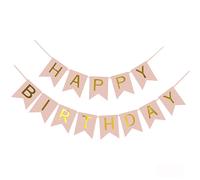 Bannière d'anniversaire avec des lettres dorées scintillantes, banderole joyeux anniversaire pour décorations de fête, fournitures joyeux anniversaire, Noël Taille Unique,ballons roses + bannièrePapet