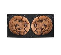 Bannière d'anniversaire avec impression de biscuits au chocolat et inscription « Happy Holidays » - Toile de fond de Noël pour fêtes de fin d'année - Taille