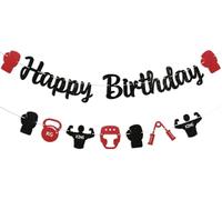 Bannière d'anniversaire de boxe - Guirlande de boxe pour fête de lutte sur le thème du sport Boxer, décorations de fête d'anniversaire