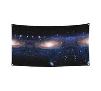 Bannière d'anniversaire de l'univers du ciel étoilé, bannière de fond de vacances (90 cm x 180 cm), adaptée pour la décoration de cour, tissu mural exquis.