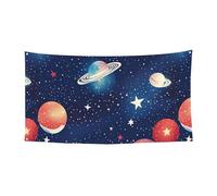 Bannière d'anniversaire de l'univers du ciel étoilé, bannière de fond de vacances (90 cm x 180 cm), adaptée pour la décoration de cour, tissu mural exquis.