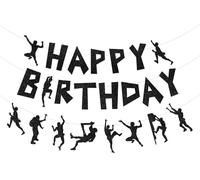 Bannière d'anniversaire d'escalade noire Glitter Happy Climber Bannière d'anniversaire d'escalade guirlande pour thème d'escalade Bday Party Supplies