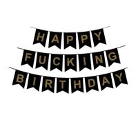 Bannière d'anniversaire drôle, alphabet d'or de 16 pieds joyeux putain de bannière brunage 'anniversaire, suspension réutilisable décorations drôles