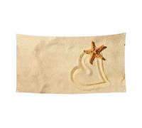 Bannière d'anniversaire en forme d'étoile de mer dans le sable, bannière de fond de vacances (90 cm x 180 cm), adaptée pour la décoration de cour, tissu mural exquis.