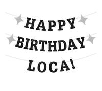 Bannière d'Anniversaire Joyeux Anniversaire Loca, Thème Vampire Noir Pailleté Décorations et Cadeaux Gothiques pour Ses 18 21 25 et 30 Ans