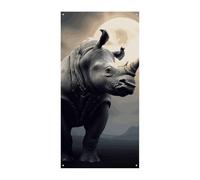 Bannière d'anniversaire multicolore à suspendre avec motif rhinocéros