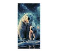 Bannière d'anniversaire multicolore à suspendre avec ours polaires, aurores boréales, anniversaire de mariage, baptême, rideau de porte