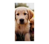 Bannière d'anniversaire multicolore à suspendre - Décoration à suspendre - Adorable chiot Golden Retriever - Rideau de porte pour anniversaire de mariage ou baptême