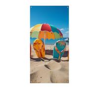 Bannière d'anniversaire multicolore à suspendre, tongs colorées, bal de plage, célébration, baptême, rideau de porte