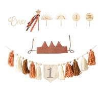 Bannière d'anniversaire pour chaise haute - Cake Smash Garland avec drapeaux à franges pour fête de tout-petits, toile de fond mignonne pour séance photo, jalon - Décoration pour fête ou célébration
