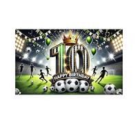 - Bannière d'anniversaire pour garçon pour 10e anniversaire, photographie de football pour adolescents (vert, 180 x 110 cm)
