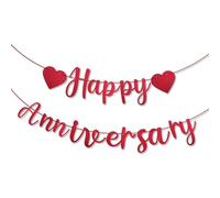 Bannière d'Anniversaire Romantique Rouges XIHIRCD Joyeux Anniversaire Pré-Enfilée Décorations de Cour 10cm x 15cm