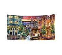 Bannière d'anniversaire San Francisco, bannière de fond de vacances (90 cm x 180 cm), adaptée pour la décoration de cour intérieure, tissu mural exquis.