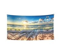 Bannière d'anniversaire Sea On The Boards, bannière de fond de vacances (90 cm x 180 cm), adaptée pour la décoration de cour, tissu mural exquis de rideau.