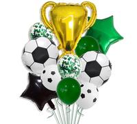 Bannière d'anniversaire sur le thème du football, 11 ballons de football, décorations de fête d'anniversaire, grand trophée, ballons de football en feuille d'or pour enfants garçons