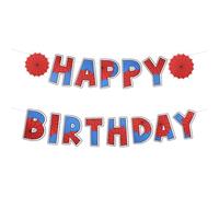 Bannière d'Anniversaire sur Thème Araignée, Décoration Fête en Toile d'Araignée Pré-Enfilée Guirlande d'Anniversaire à Suspendre pour Garçons et Enfants