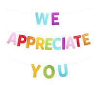 Bannière d'Appréciation, de Long Merci Bannière Paillettes Colorées Décorations de Bannière d'Appréciation Enseignant Employé Médecin Infirmière Bannière Lettre pour Bureau École Fête