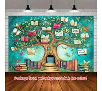 Bannière d'arbre de livre 2D à plat pour la rentrée scolaire - Décoration de bibliothèque de vec arbre de livre, centre de livre ouvert, panneau de bienvenue à l'école - Décoration de fête lit