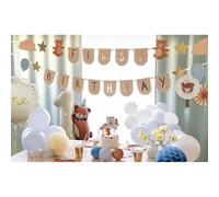 Bannière de 1er anniversaire d'ours en peluche pour enfants, filles et garçons, décoration de fête d'anniversaire à suspendre, panneau mural pour premier anniversaire, toile de fond d'ours en peluche