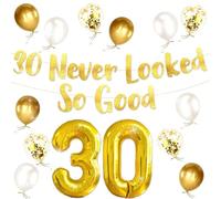 bannière de ballons 30 never looked so good 30ème anniversaire 30ème anniversaire décorations de fête guirlande de ballons blancs dorés