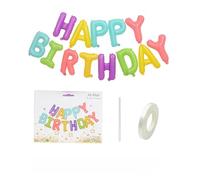 Bannière de ballons arc-en-ciel macaron « Happy Birthday » - 40,6 cm - Ballons personnalisés avec nom - Décorations de fête d'anniversaire pour femmes, hommes, garçons et filles (arc-en-ciel macaron)