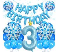 Bannière de ballons bleus numérotés avec couronne, ballons en forme de flocon de neige pour décoration de fête d'anniversaire Motif La Reine des neiges 101,6 cm