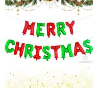 Bannière de ballons en aluminium avec lettres « Merry Christmas » rouge et vert pour décorations de fête de Noël (rouge et vert)