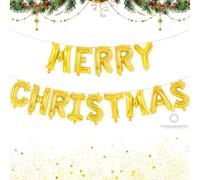 Bannière de ballons en aluminium « Merry Christmas » pour décorations de fête de Noël (doré)