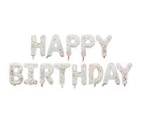 Bannière de ballons « Happy Birthday » - 40,6 cm - Ballons transparents à paillettes - Réutilisables - Pour fête prénatale/anniversaire d'enfants (transparent).