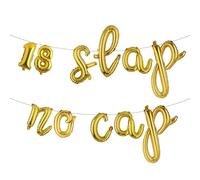 Bannière de ballons multicolores 18 Slaps No Cap - Fournitures de fête pour 18e anniversaire, idées, cadeaux et décorations (L 18 sLAPS NO CAP Gold)