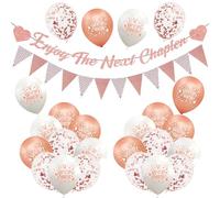 Bannière de ballons pour retraite - Comprend 2 bannières triangulaires or rose sur le thème des feuilles - Ballons porte-bonheur pour retraite, remise de diplôme, sortir, fournitures de décoration