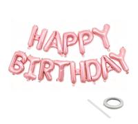 Bannière de ballons roses « Happy Birthday » - Ballons en aluminium de 40,6 cm - Décorations d'anniversaire réutilisables et fournitures de fête - Convient pour les décorations d'anniversaire pour