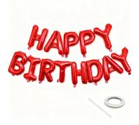 Bannière de ballons rouge « Happy Birthday » en feuille Mylar de 40,6 cm, décorations d'anniversaire réutilisables et fournitures de fête, convient pour les décorations d'anniversaire pour hommes et