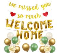 Bannière de ballons « Welcome Home Decorations » - 28 ballons dorés en latex avec inscription « We Will Missed You » pour pendaison de crémaillère, fête prénatale, fête prénatale
