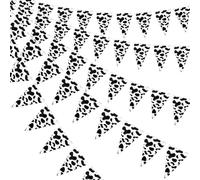 Bannière de banderole de joyeux anniversaire de vache avec bannière de fanion imprimée de vache,Bannière de bruant de vache noir et blanc,bannière de bruant à thème pour une décoration de fête tout