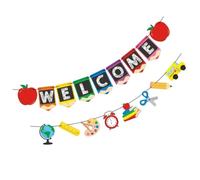 Bannière de Bienvenue à L'école 2 Pièces en Papier pour Fenêtres | Présent Rentrée, Drapeaux de Rentrée Scolaire pour Décoration de Porte et Première Journée